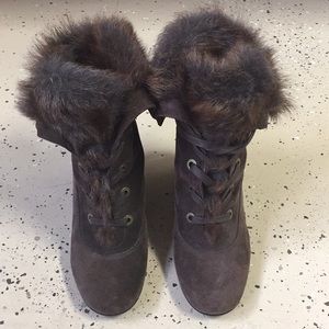 stuart weitzman suede wedge ankle boots.Size 6 1/2